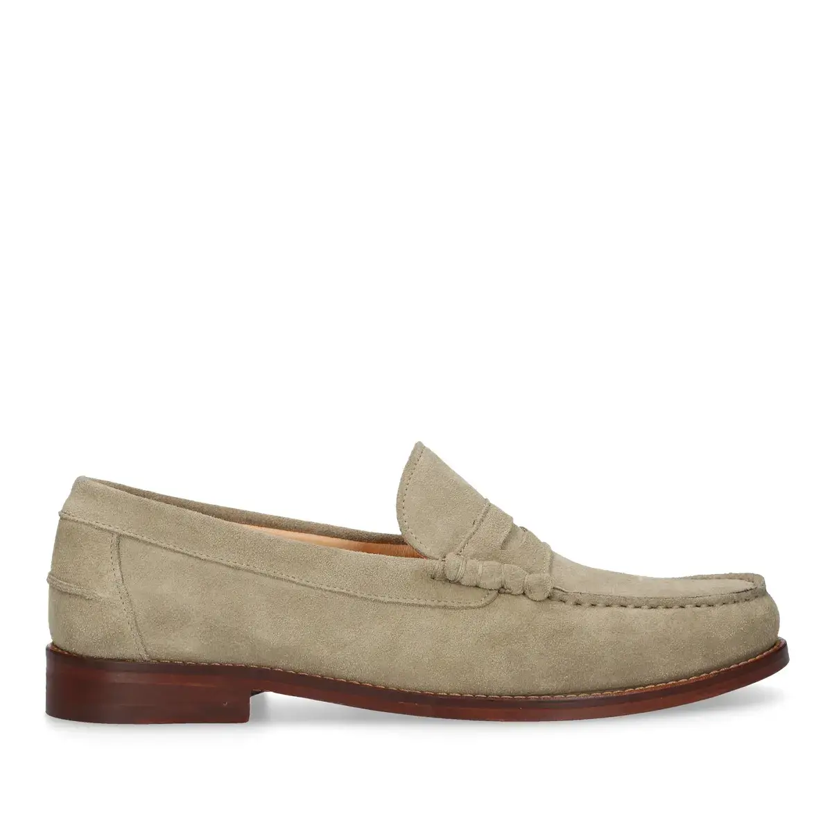 Beige Wildleder Penny Loafers