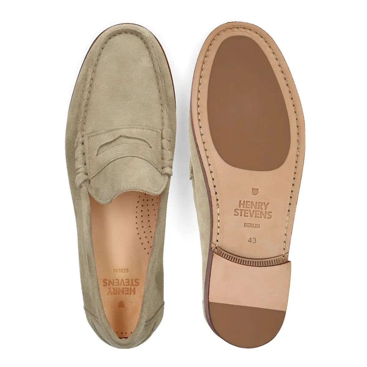 Beige Wildleder Penny Loafers