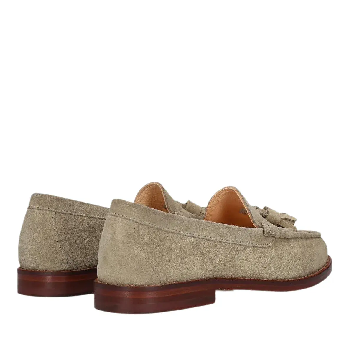 Damen Suede Quastenloafer in Beige