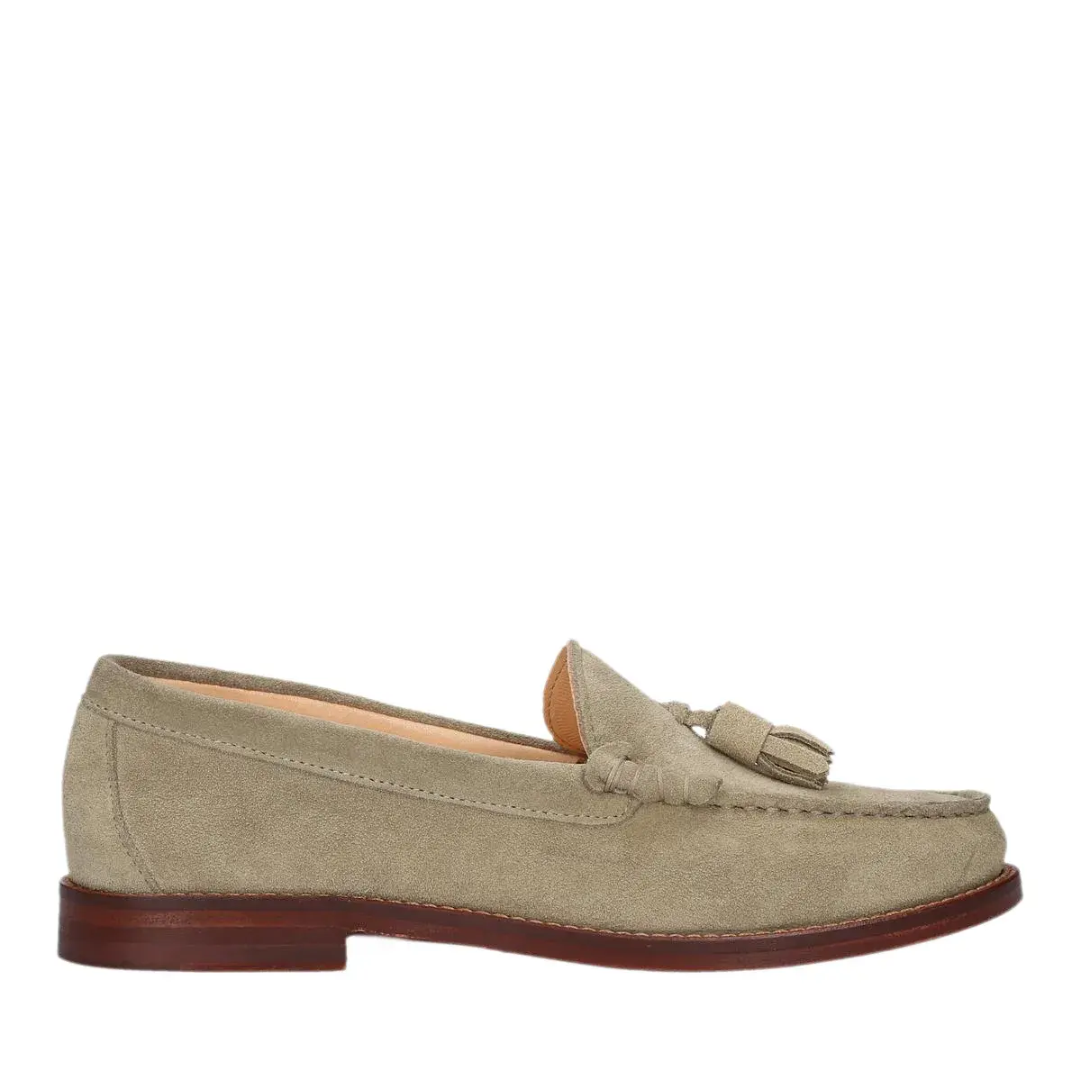 Damen Suede Quastenloafer in Beige