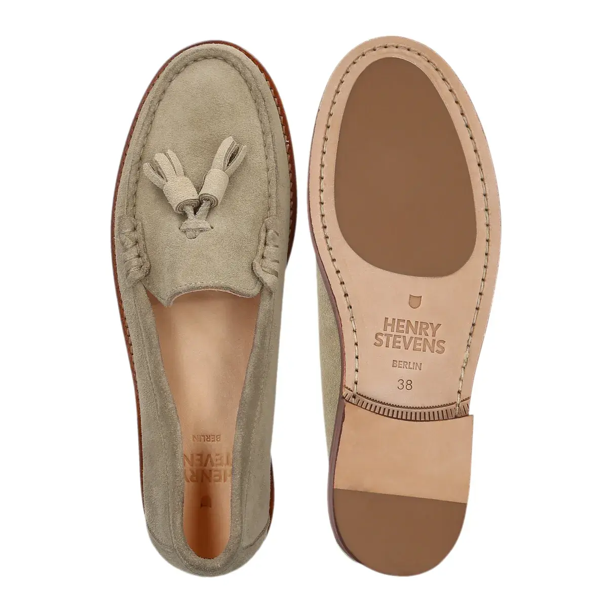 Damen Suede Quastenloafer in Beige