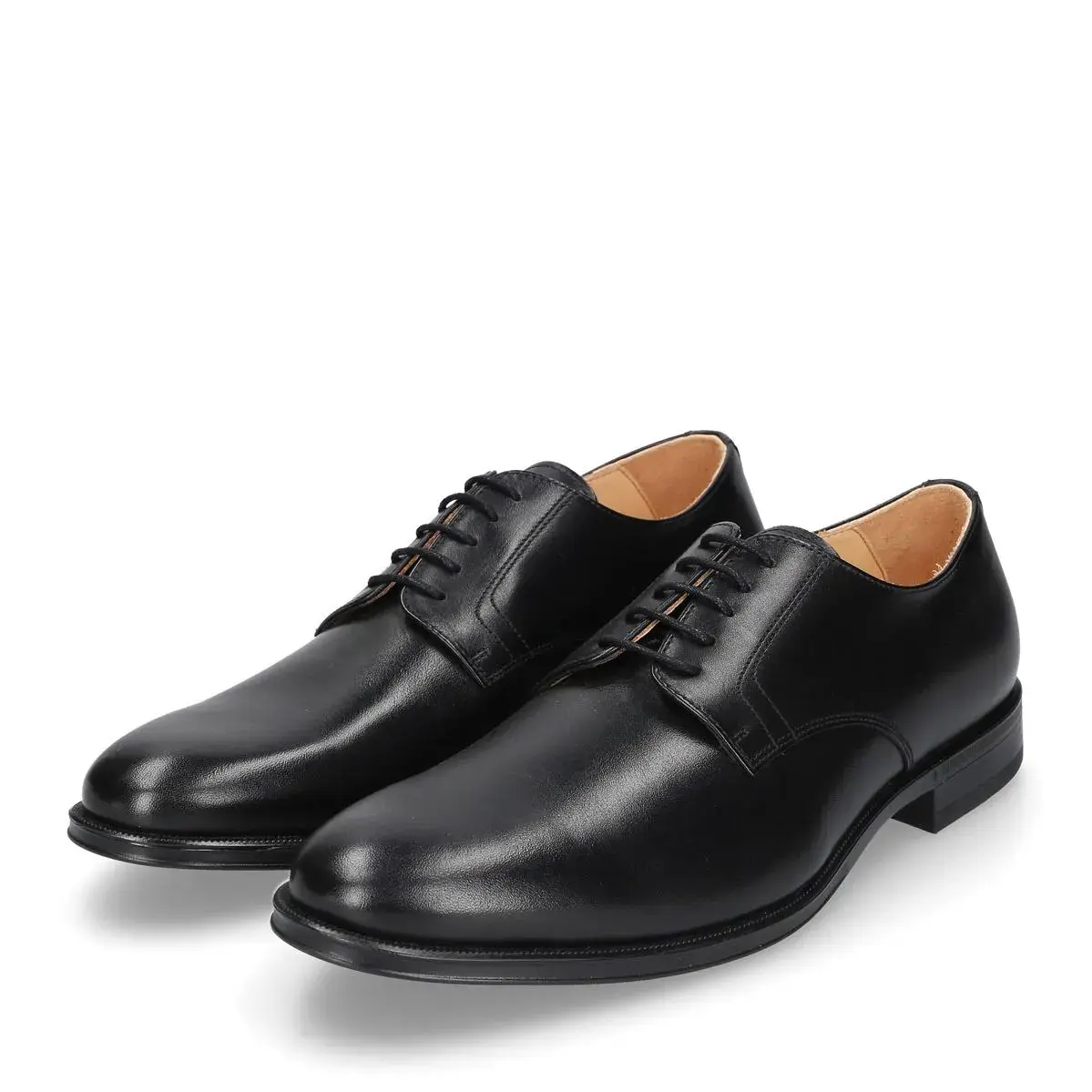 Klassische schwarze Derby-Schuhe aus Leder