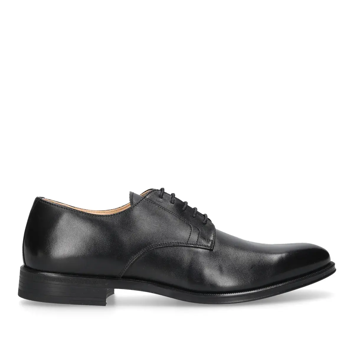Klassische schwarze Derby-Schuhe aus Leder