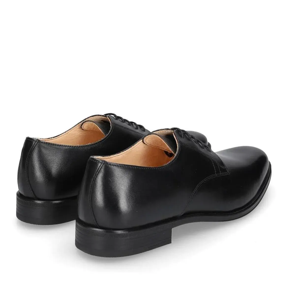 Klassische schwarze Derby-Schuhe aus Leder