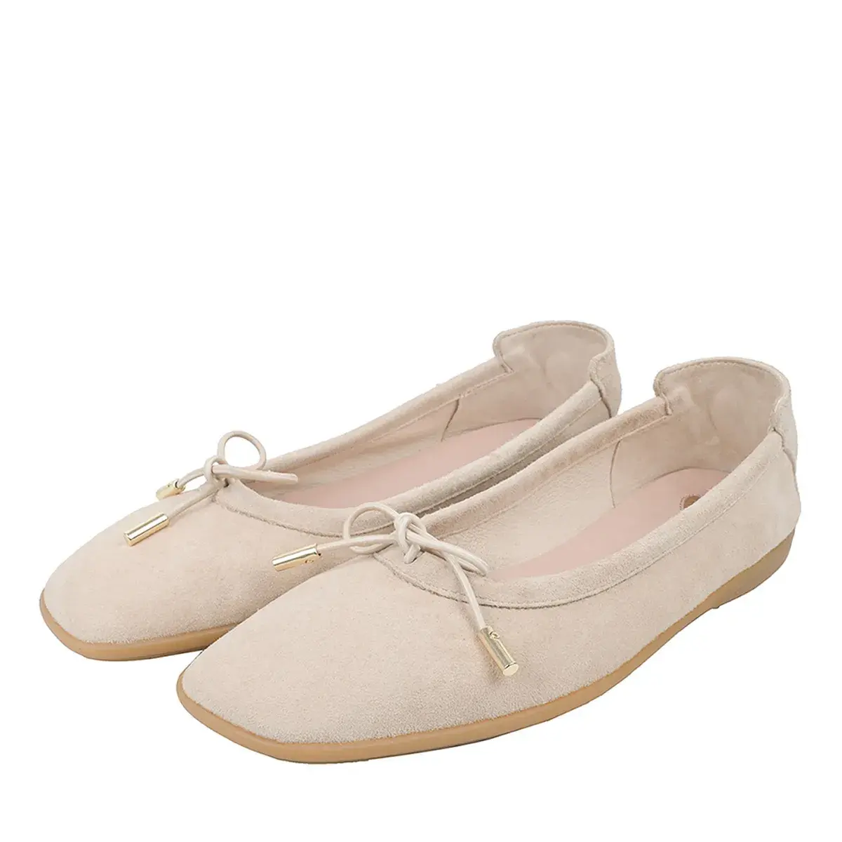 Ballerinas aus Wildleder mit Schleife