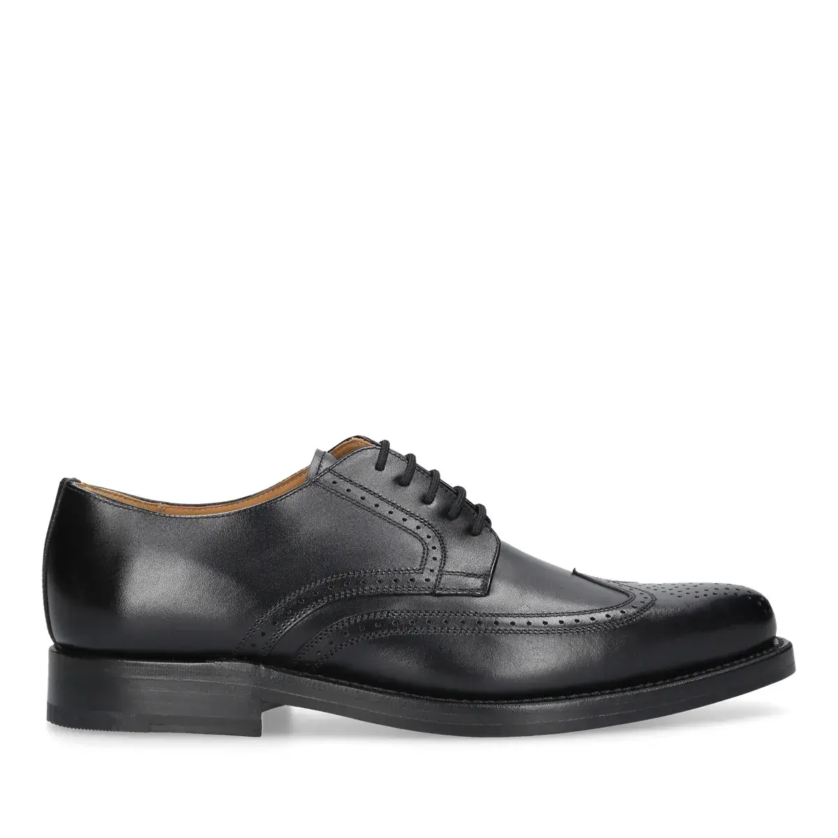 Klassische schwarze Full-Brogue Derby Lederschuhe