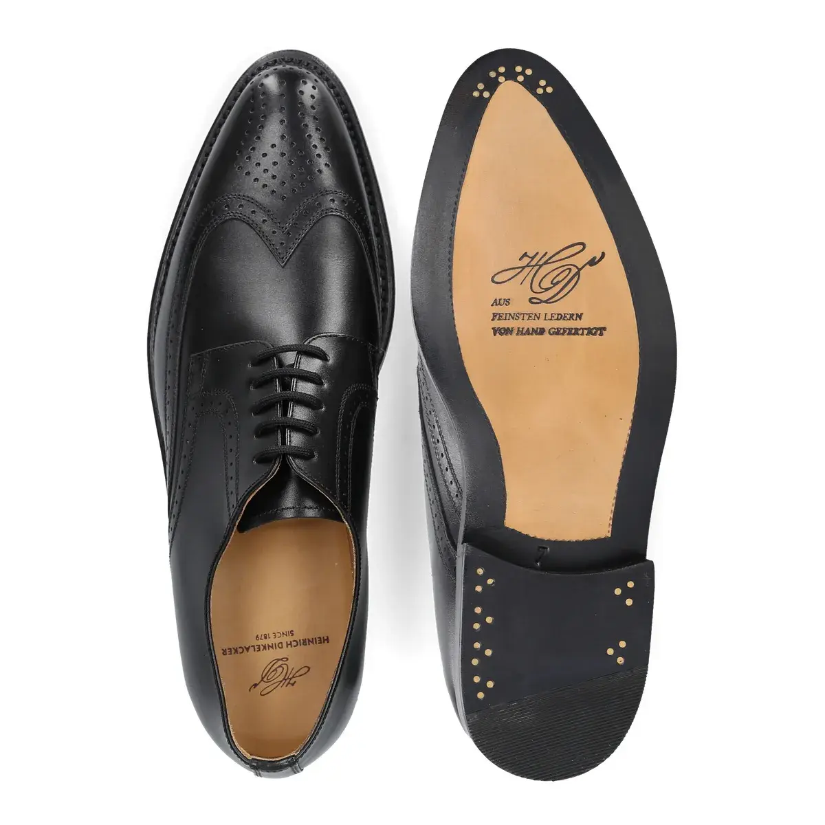 Klassische schwarze Full-Brogue Derby Lederschuhe