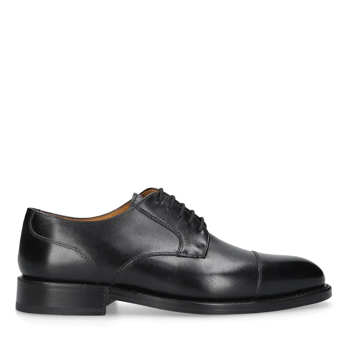 Klassische Schwarze Leder Captoe Derby Schuhe