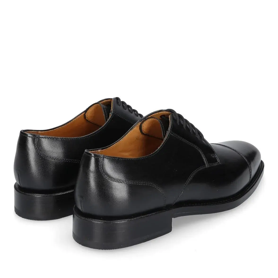 Klassische Schwarze Leder Captoe Derby Schuhe