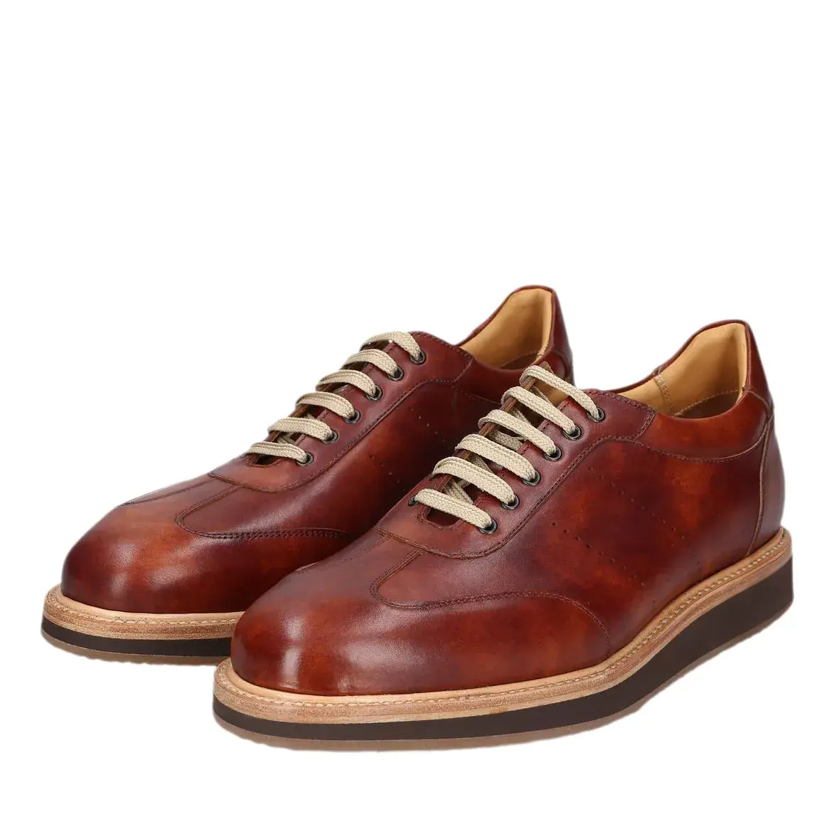 Leder-Sneaker mit Kreppsohle
