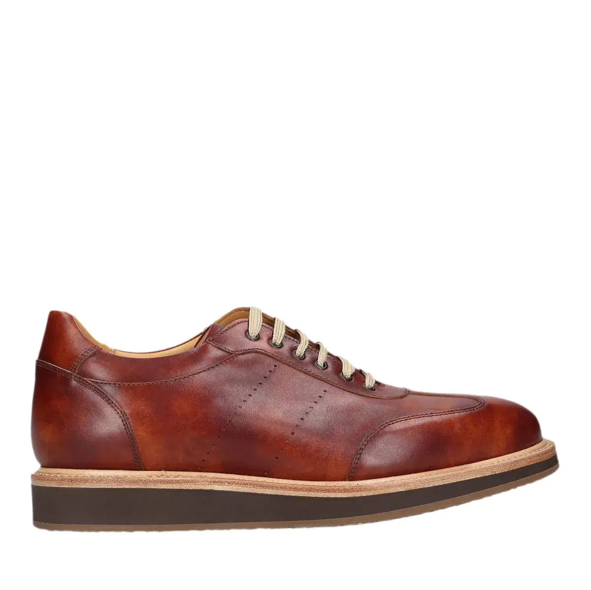 Leder-Sneaker mit Kreppsohle