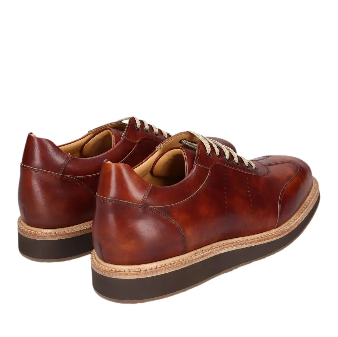 Leder-Sneaker mit Kreppsohle