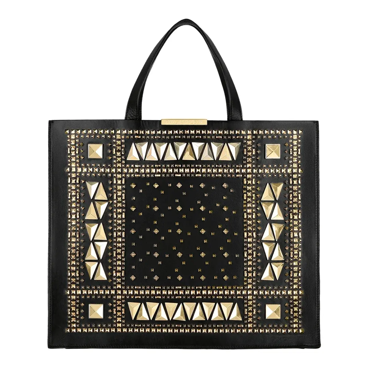 Shopper Tote Bag aus Leder mit Nieten