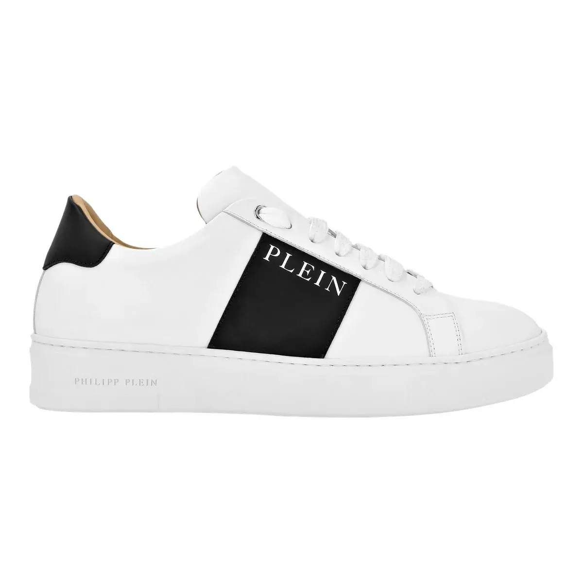 Zweifarbige Leder-Low-Top-Sneakers