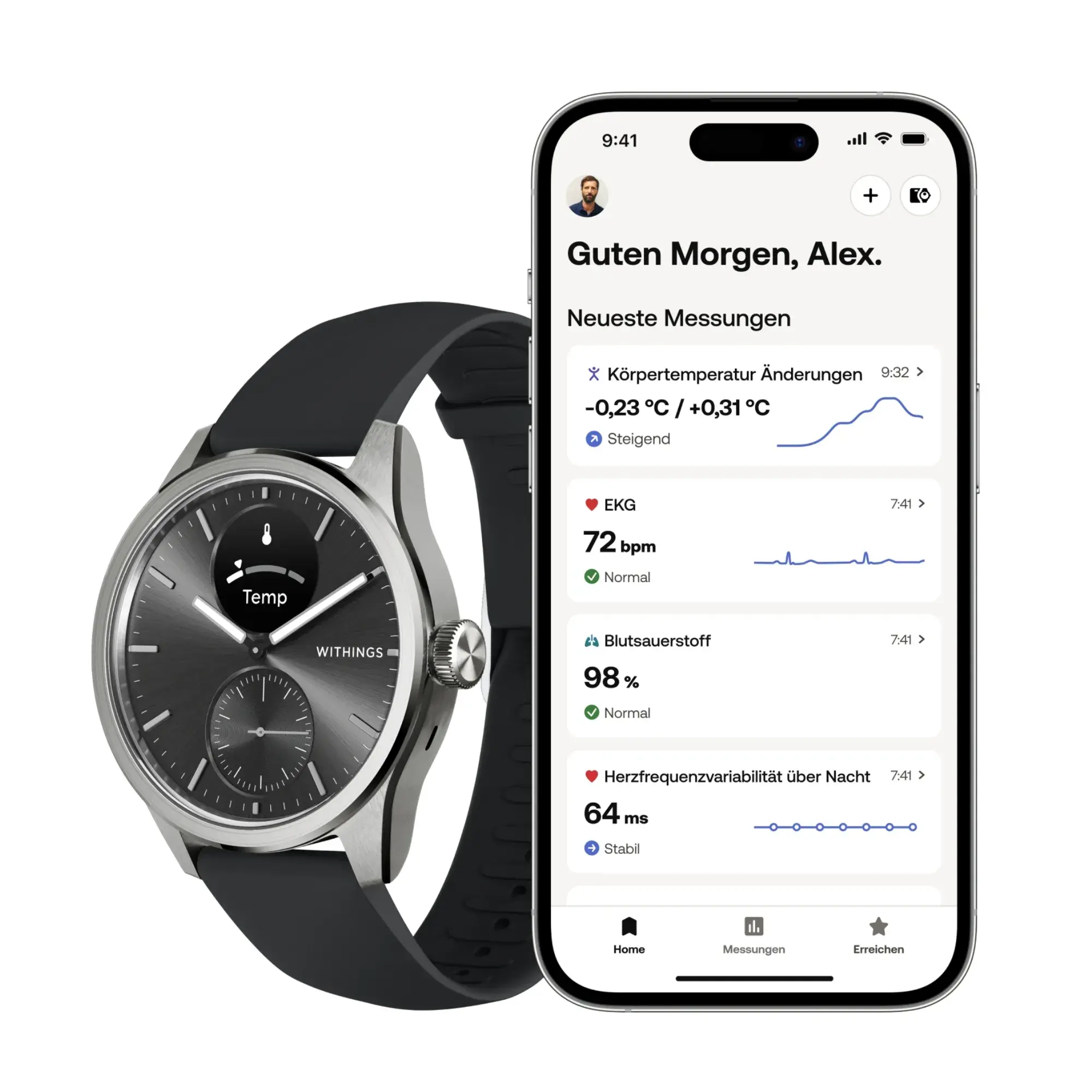 Moderne Hybrid Smartwatch mit Gesundheitstracking