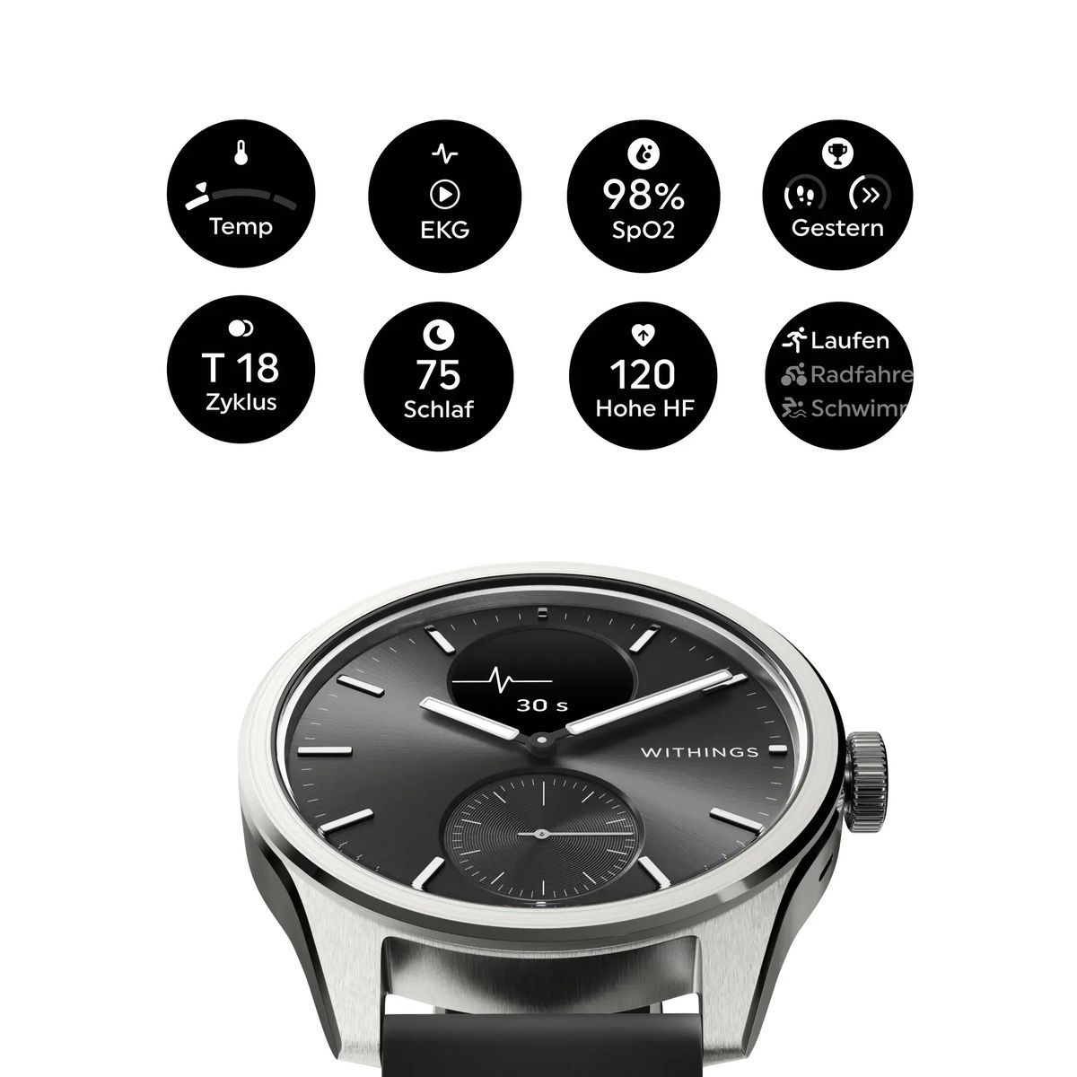 Moderne Hybrid Smartwatch mit Gesundheitstracking
