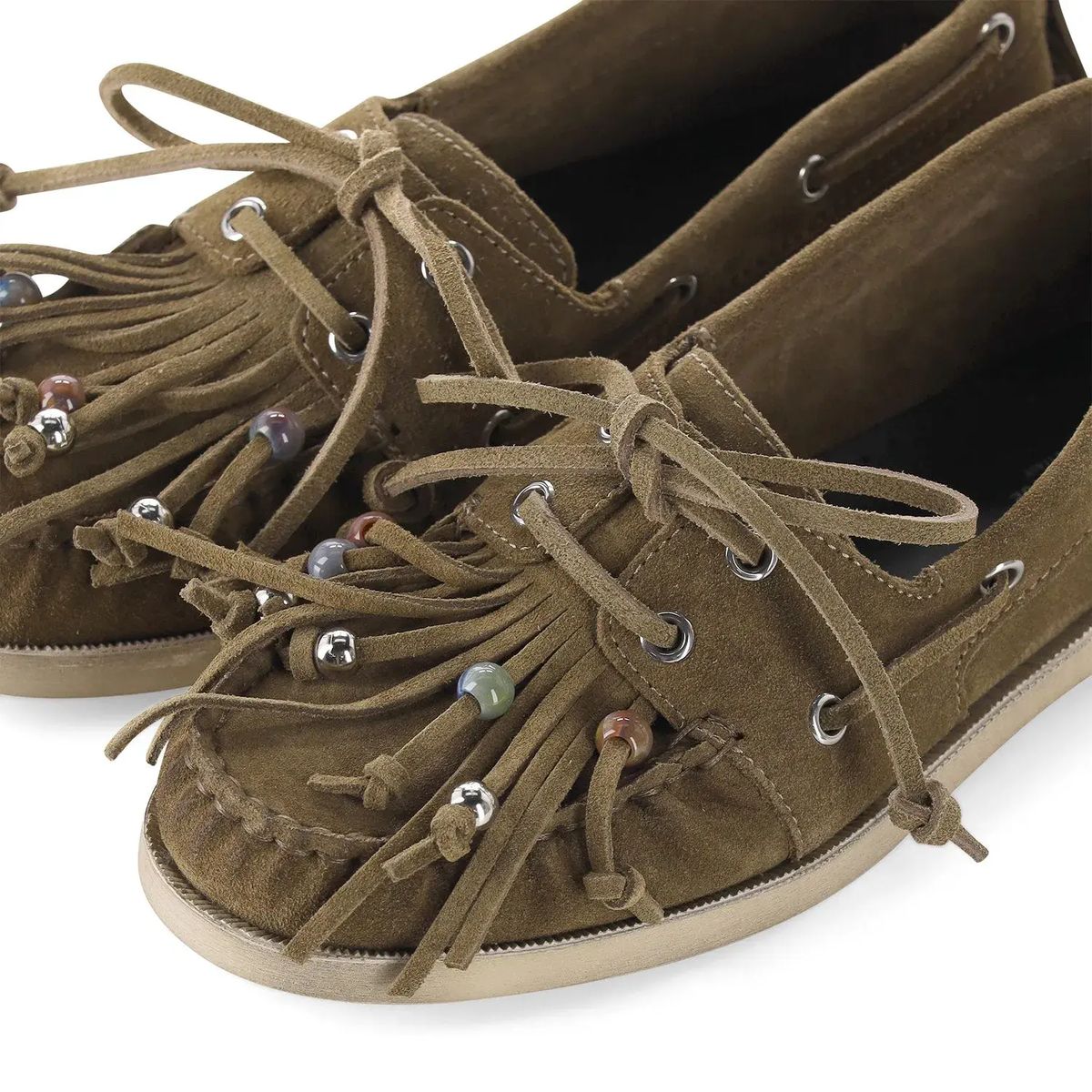 Wildleder Mokassin Bootsschuh mit Fransen