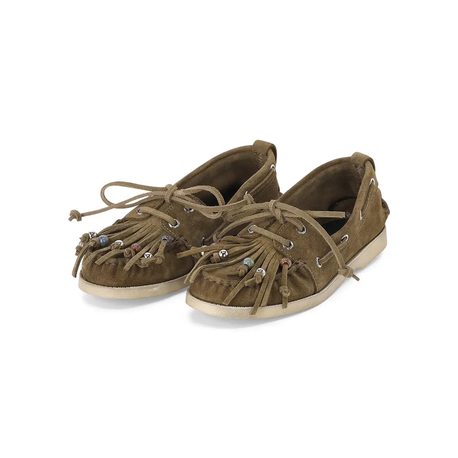 Wildleder Mokassin Bootsschuh mit Fransen
