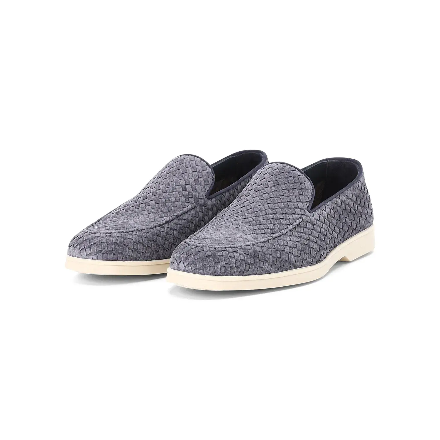 Gewebte Wildleder-Loafer mit Gummisohle