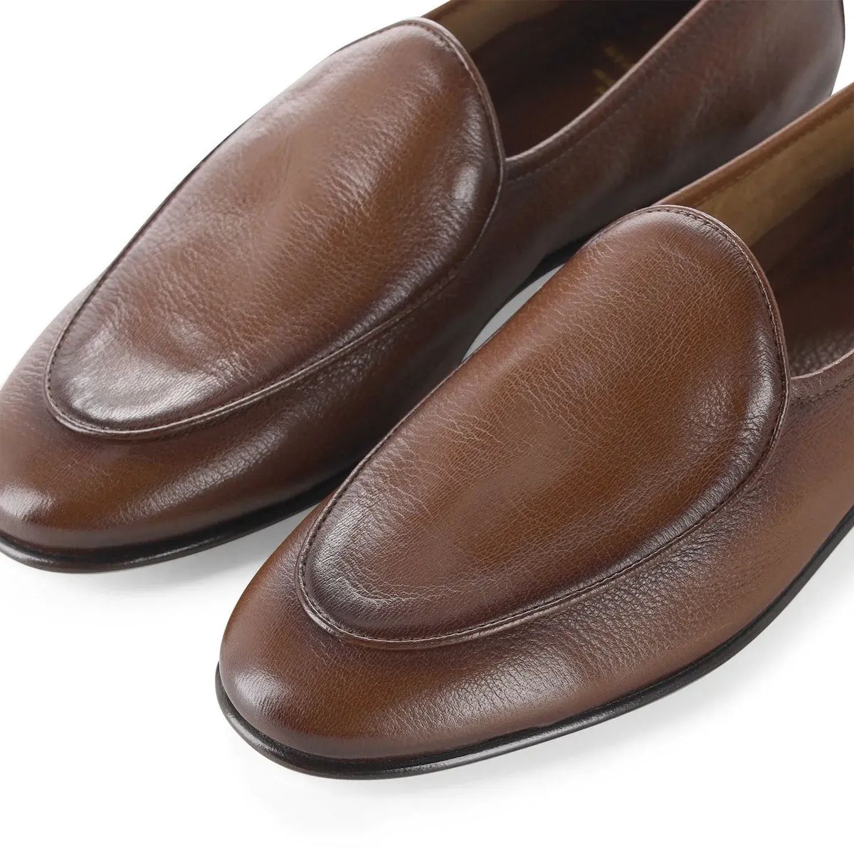 Brauner Leder Slipper Loafer