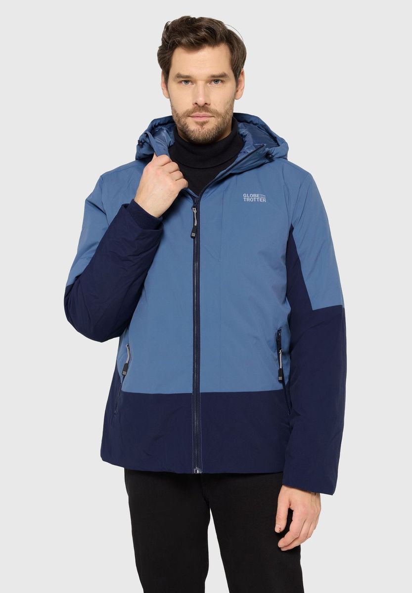 Farbblock-Outdoorjacke mit Kapuze