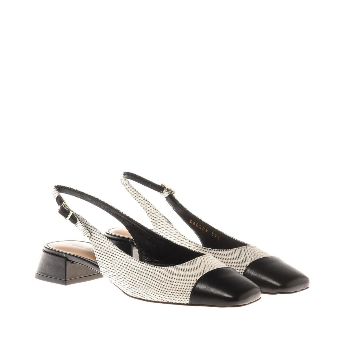 Zweifarbige Slingback Pumps mit Blockabsatz