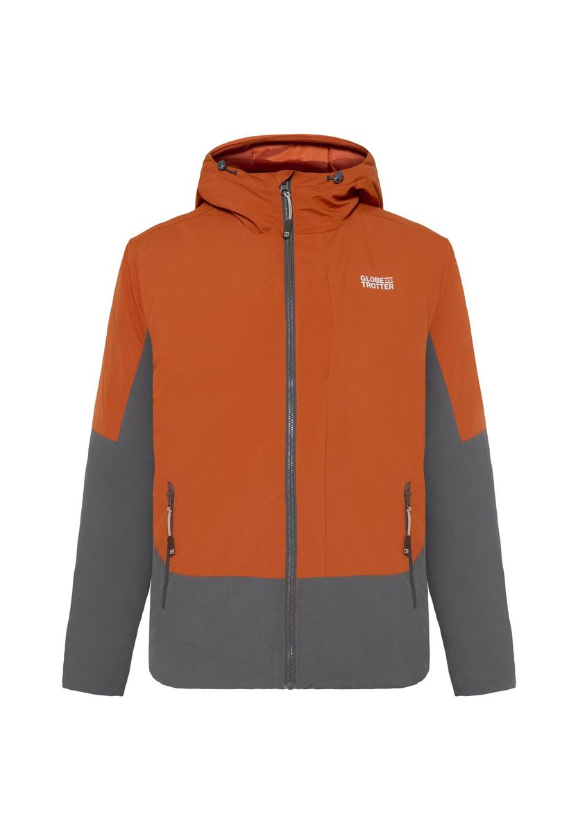 GLOBETROTTER Übergangsjacke Outdoor Pablo, Kapuze, für Herren, orange|grau, 52