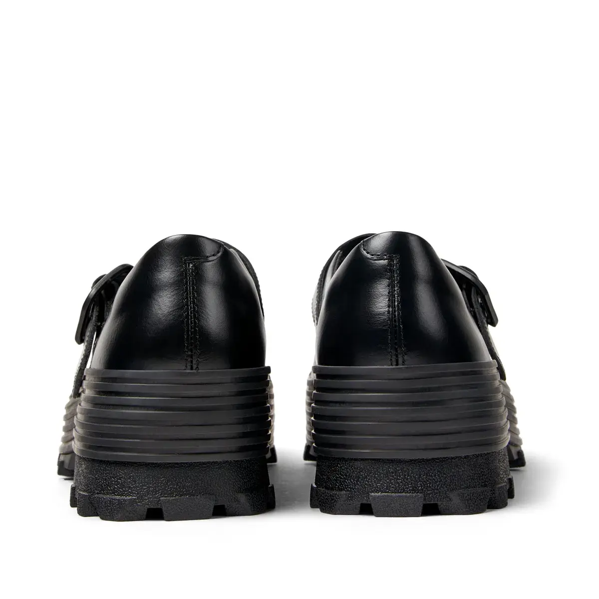 Schwarze Mary Jane Plateau Schuhe aus Leder