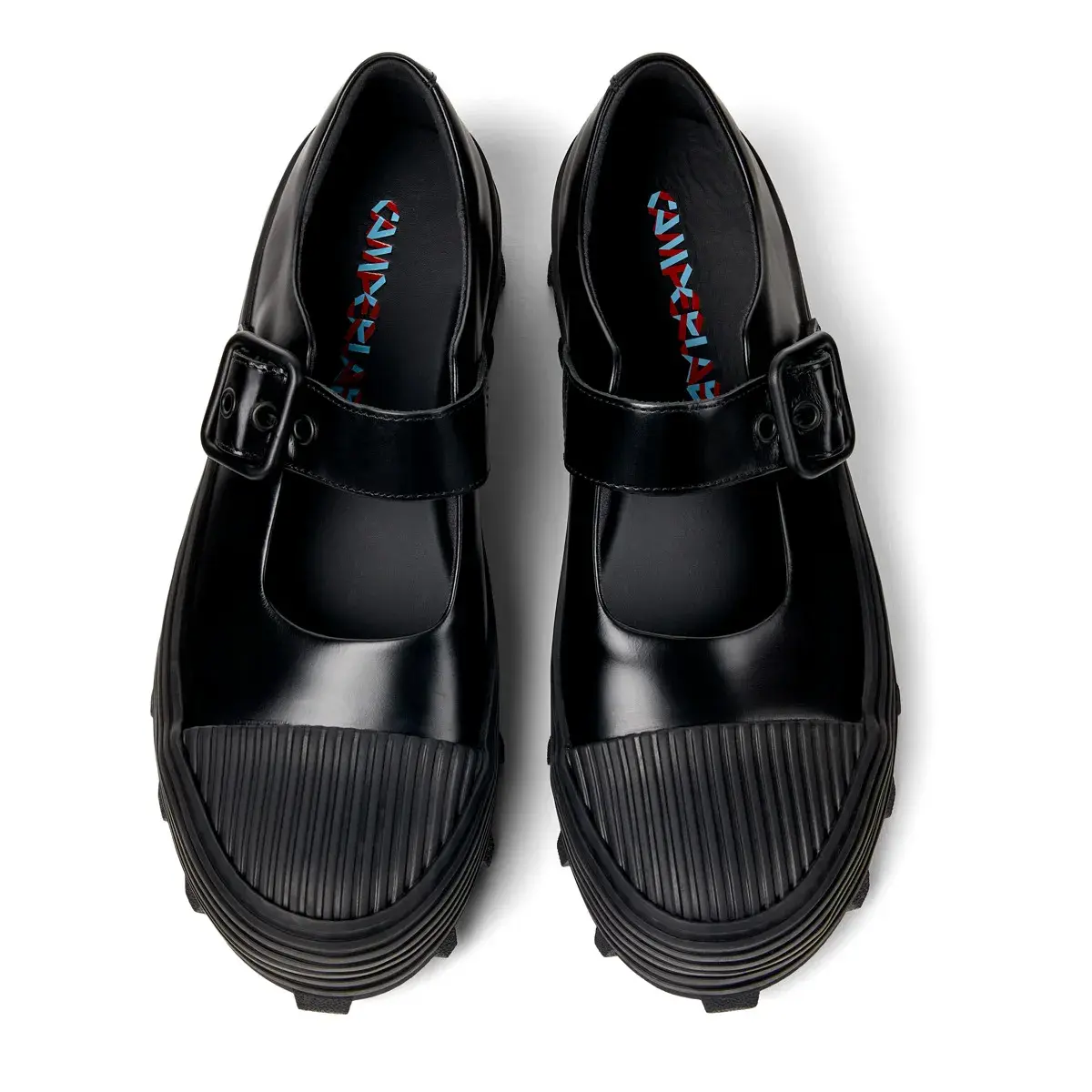 Schwarze Mary Jane Plateau Schuhe aus Leder
