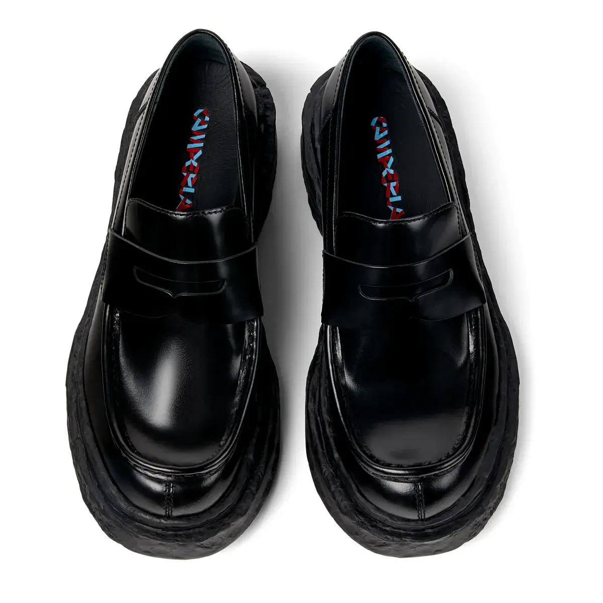 Schwarze Leder-Loafer mit klobiger Sohle