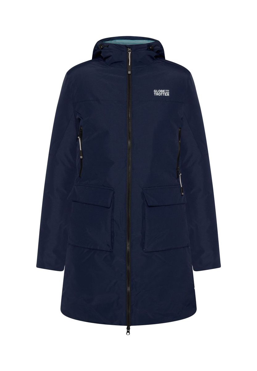 Marineblauer Outdoor-Parka mit Kapuze