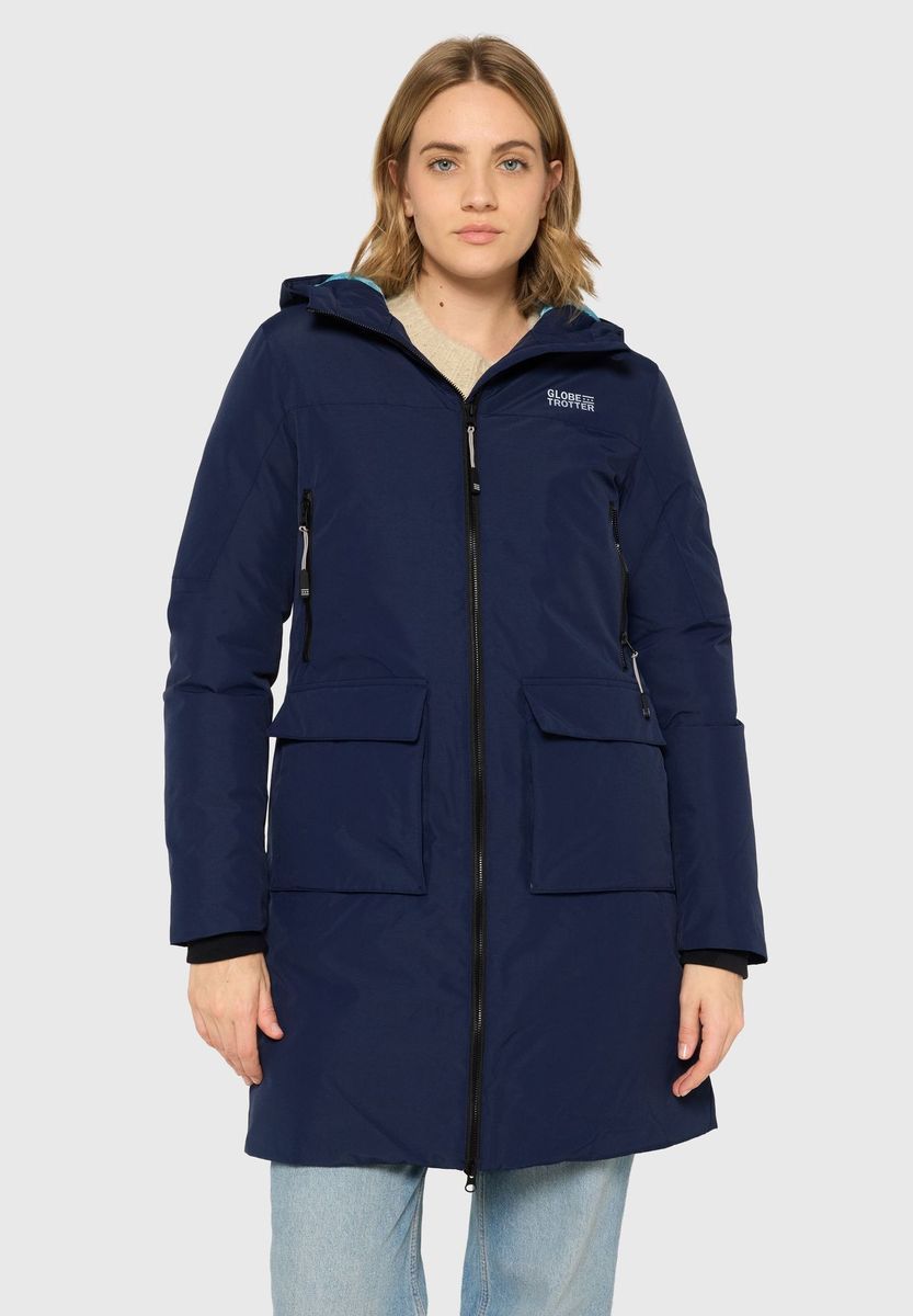Marineblauer Outdoor-Parka mit Kapuze