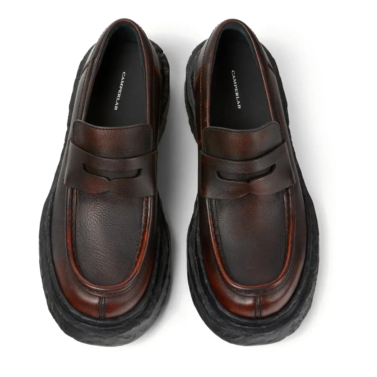 Braune Leder Loafers mit Klobiger Sohle