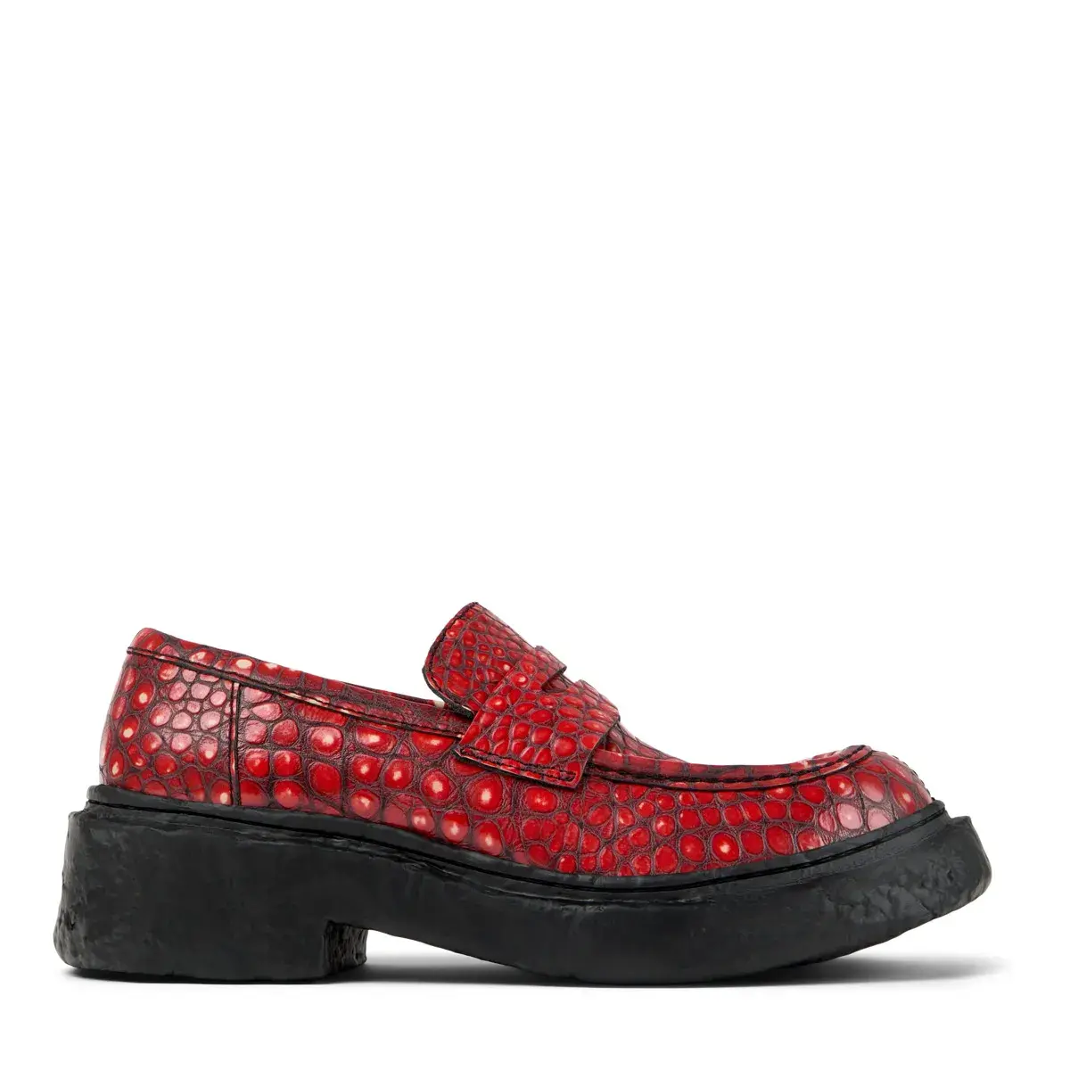 Rote Reptil-geprägte Lederloafer