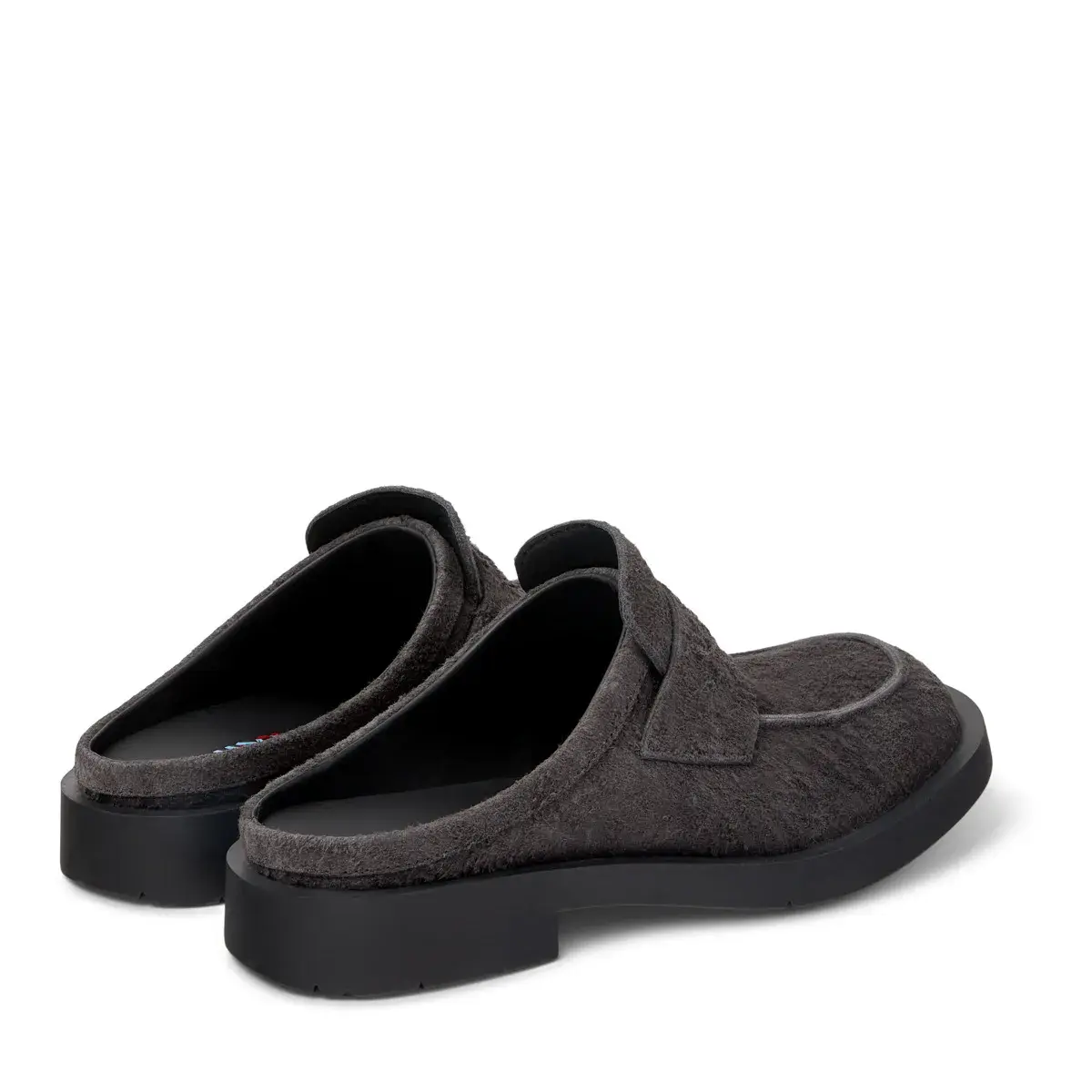 Graue Leder-Mules Loafers