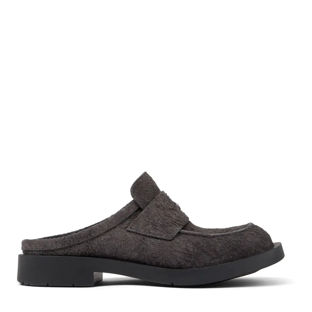 Graue Leder-Mules Loafers