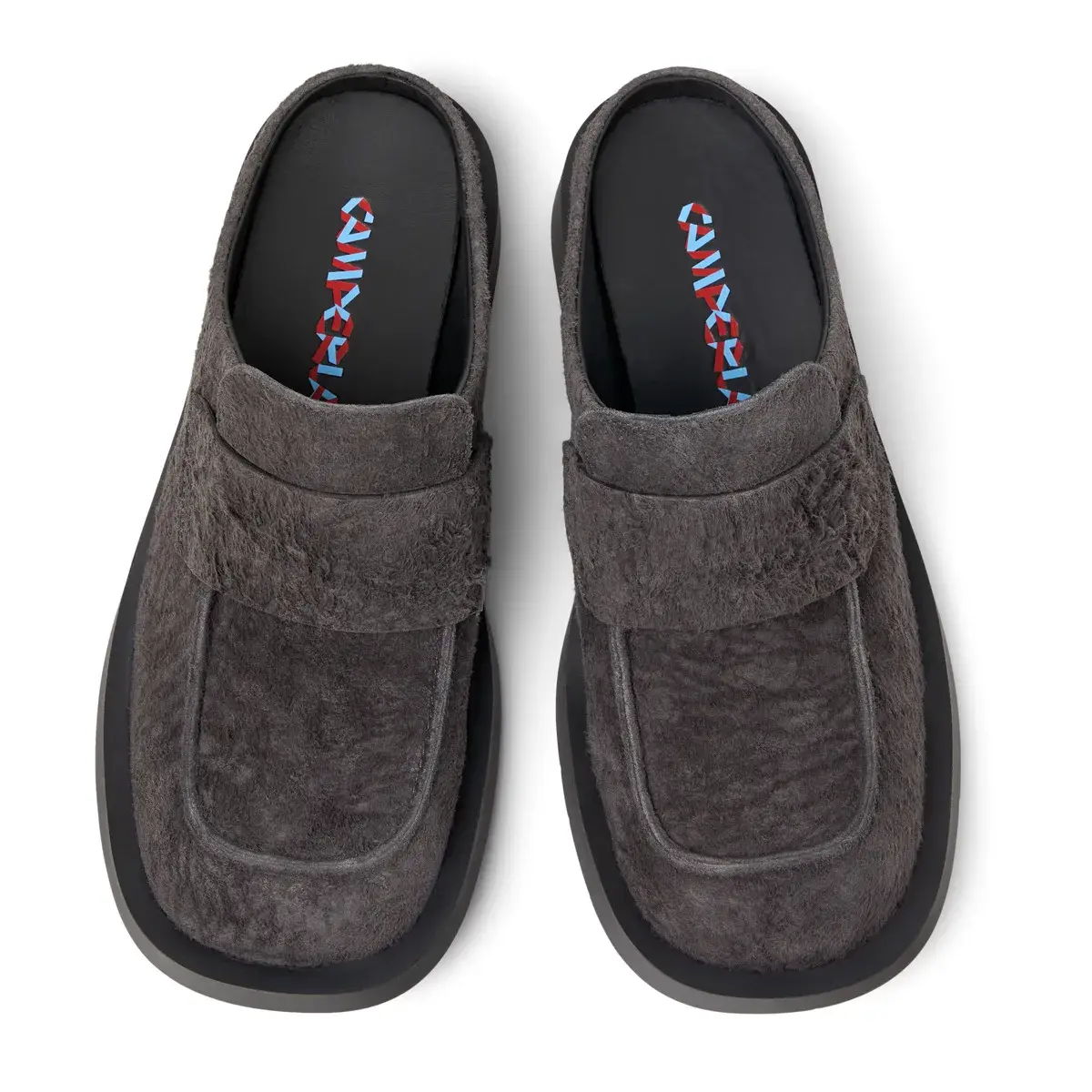 Graue Leder-Mules Loafers