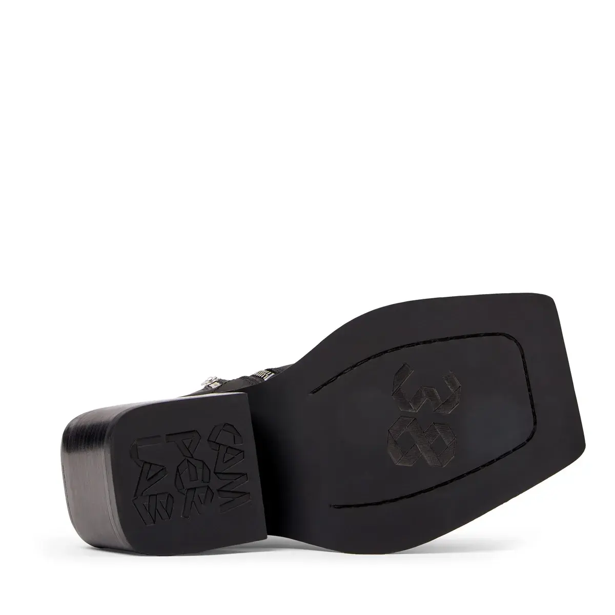 Schwarze Leder-Stiefeletten mit eckiger Spitze