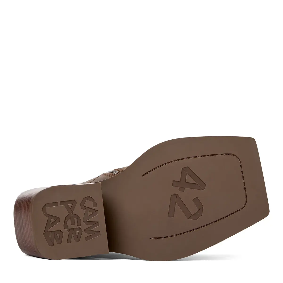 Braune Leder-Stiefeletten mit Blockabsatz