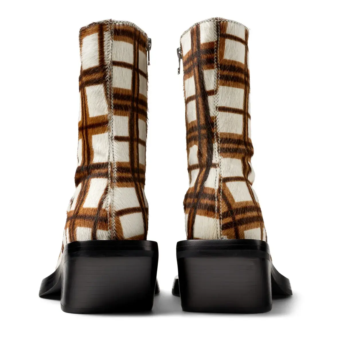 Ankle Boots mit Karomuster und Absatz