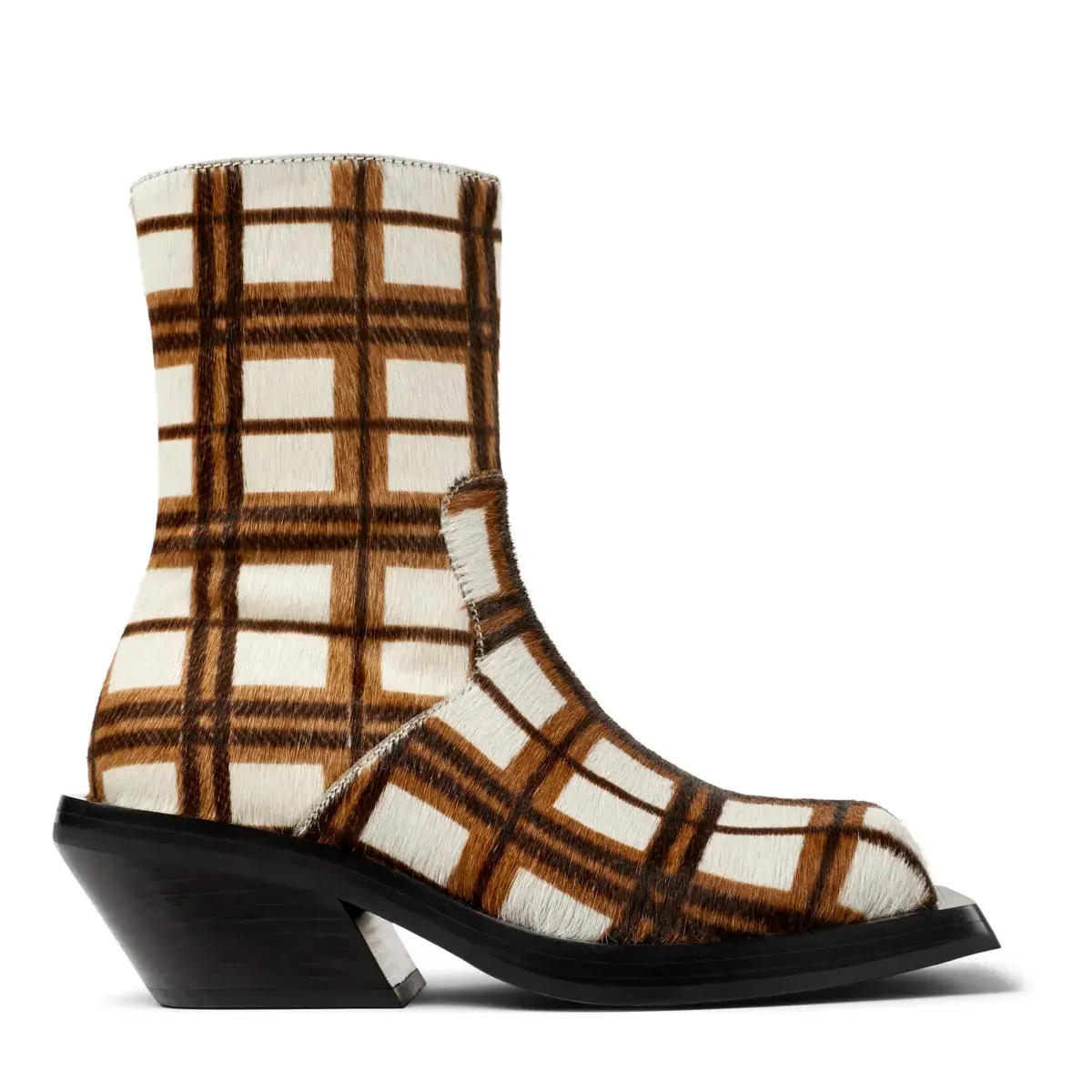 Ankle Boots mit Karomuster und Absatz