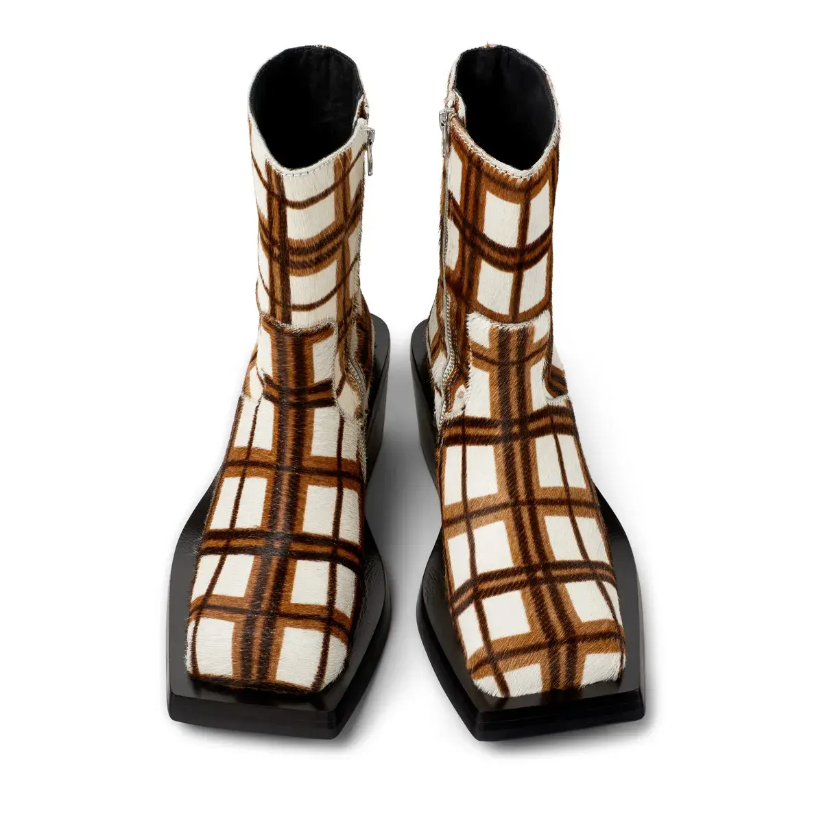 Ankle Boots mit Karomuster und Absatz