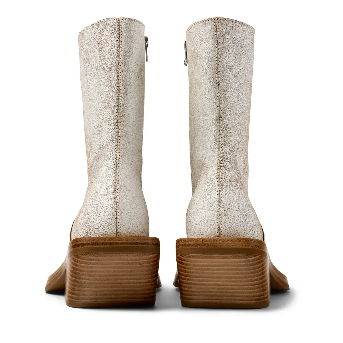 Eckige Leder-Stiefeletten