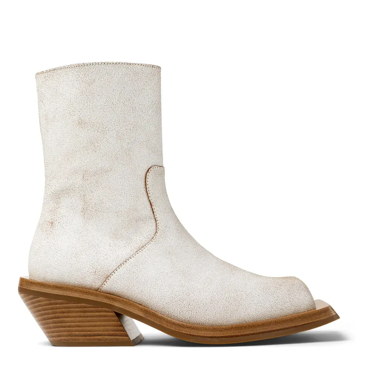 Eckige Leder-Stiefeletten