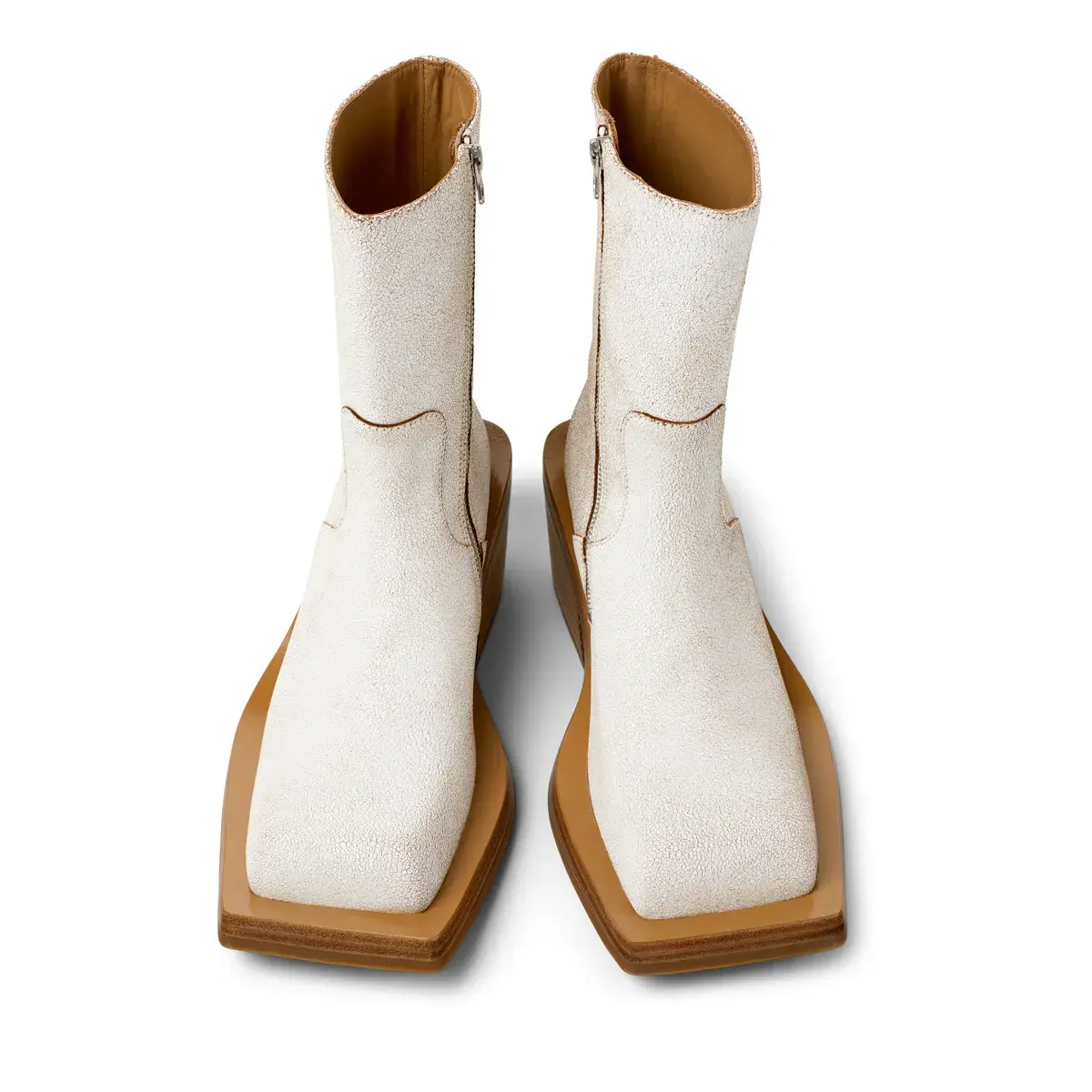 Eckige Leder-Stiefeletten