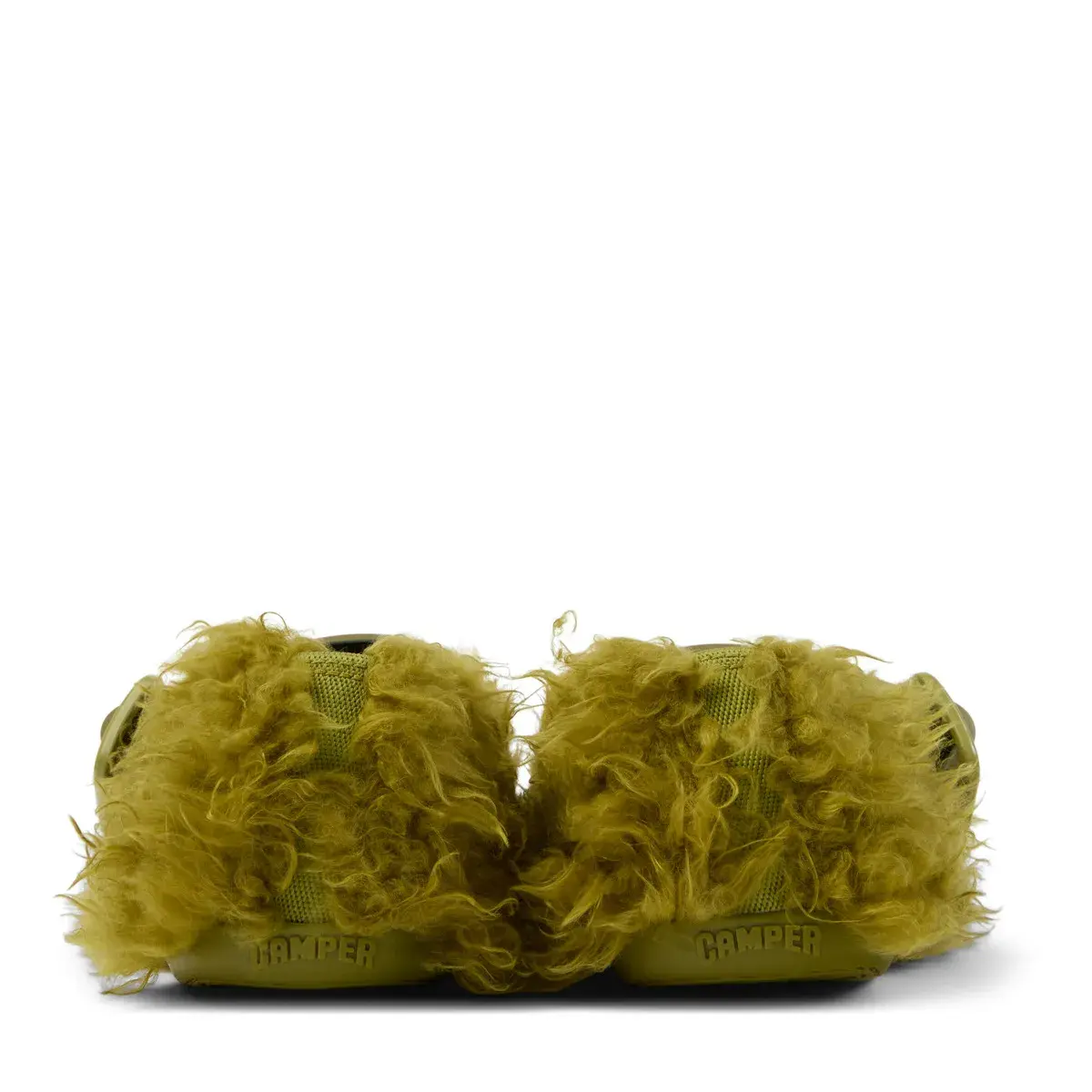 Grüne, flauschige Mary Jane Ballerinas