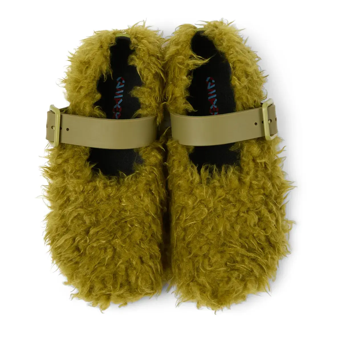 Grüne, flauschige Mary Jane Ballerinas