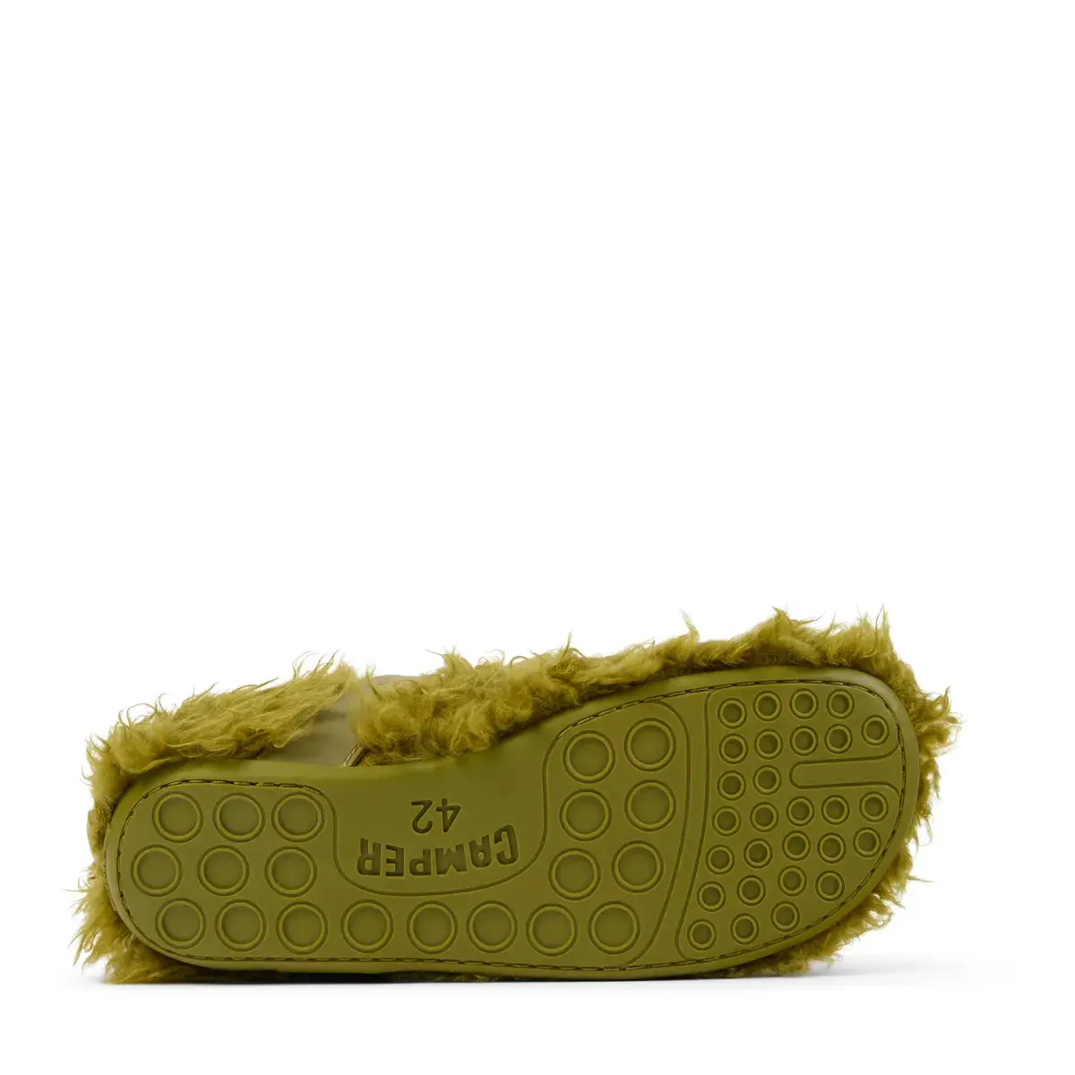 Grüne, flauschige Mary Jane Ballerinas