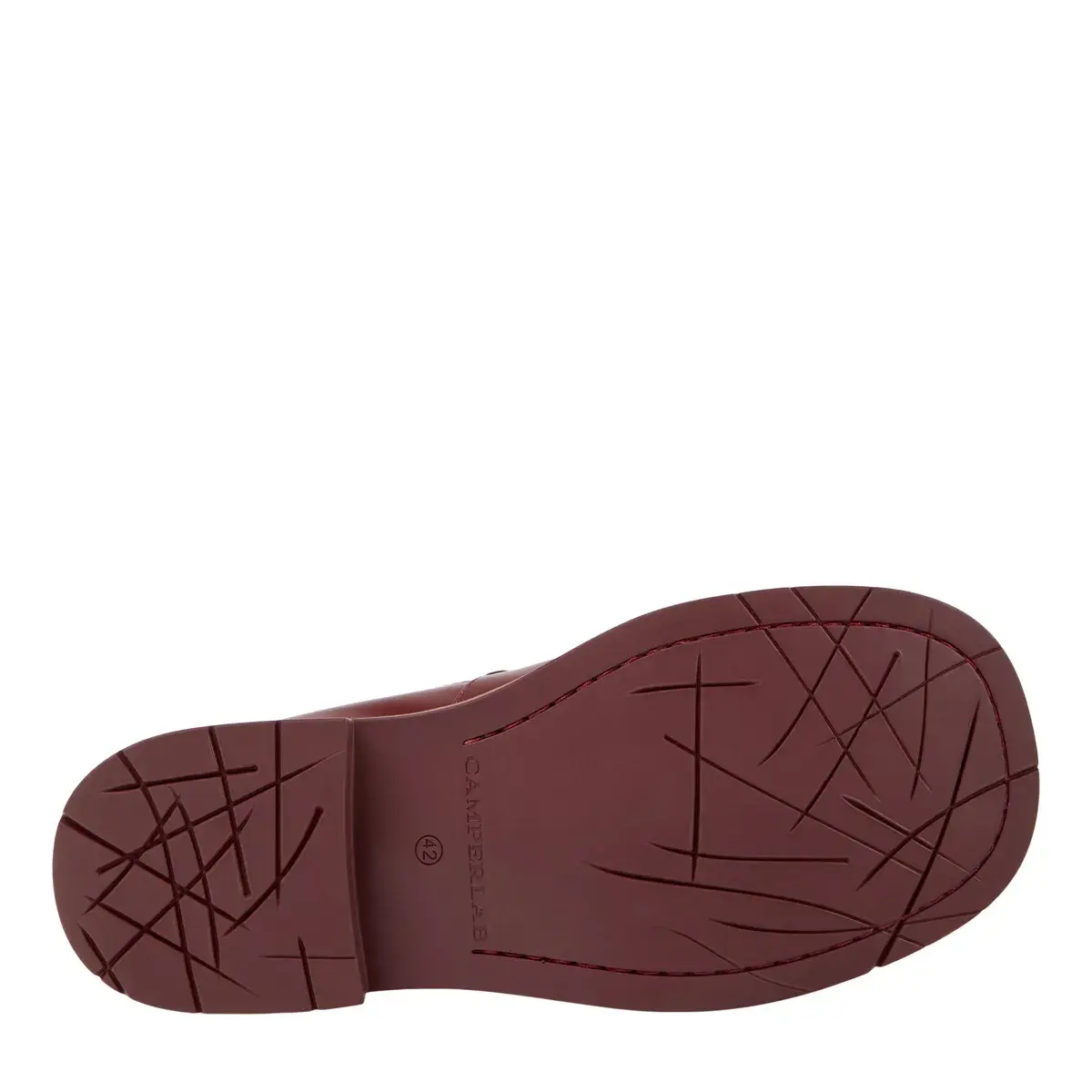 Burgunderfarbener Rüschen-Loafer aus Leder