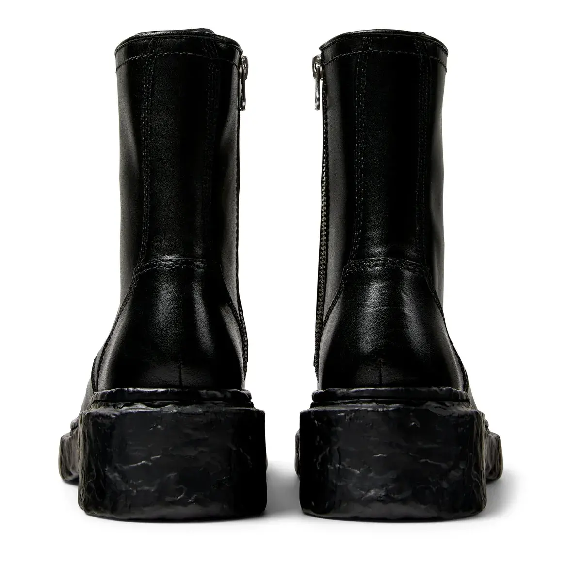 Klobige Plateau-Stiefeletten aus Leder